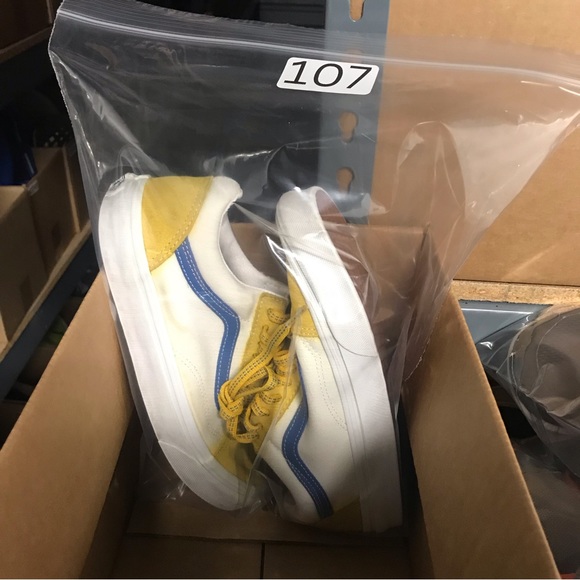 Vans Old Skool Yellow/Blue/White Suede Skate Shoes Women's Size 8 - Picture 12 of 12